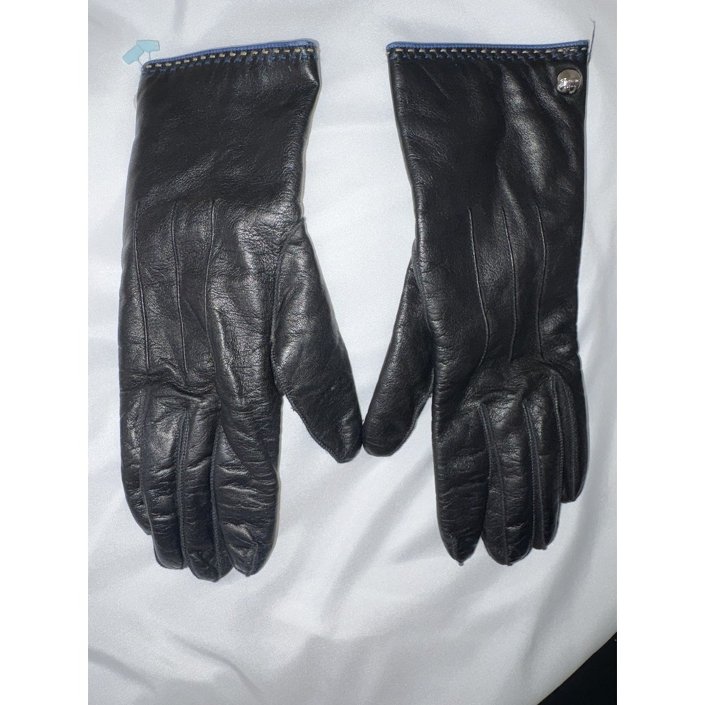 VintageWomen's Coach Black 100% Leather Gloves ,Size 8 -Lined 100% Cashmere